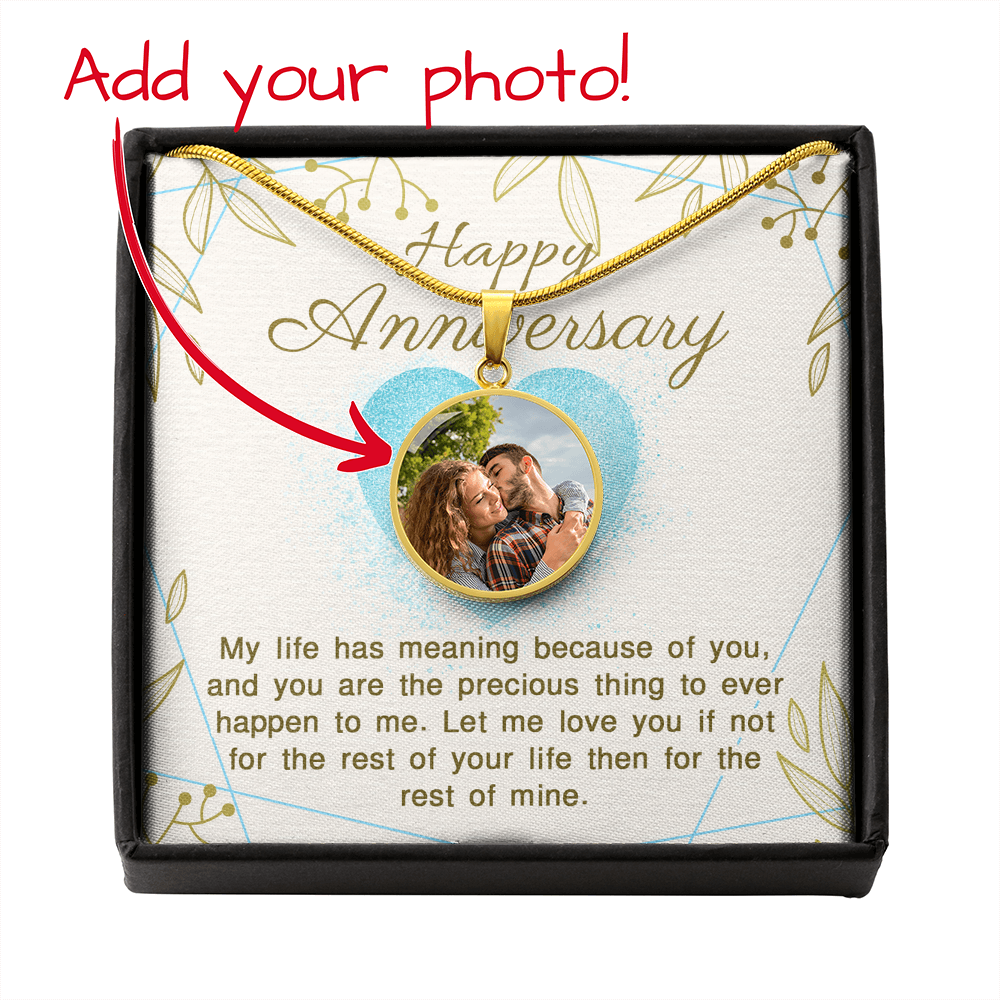 Custom Photo Necklace with Engraved Message – Personalized Circle Pendant Keepsake Gift for Her or Him