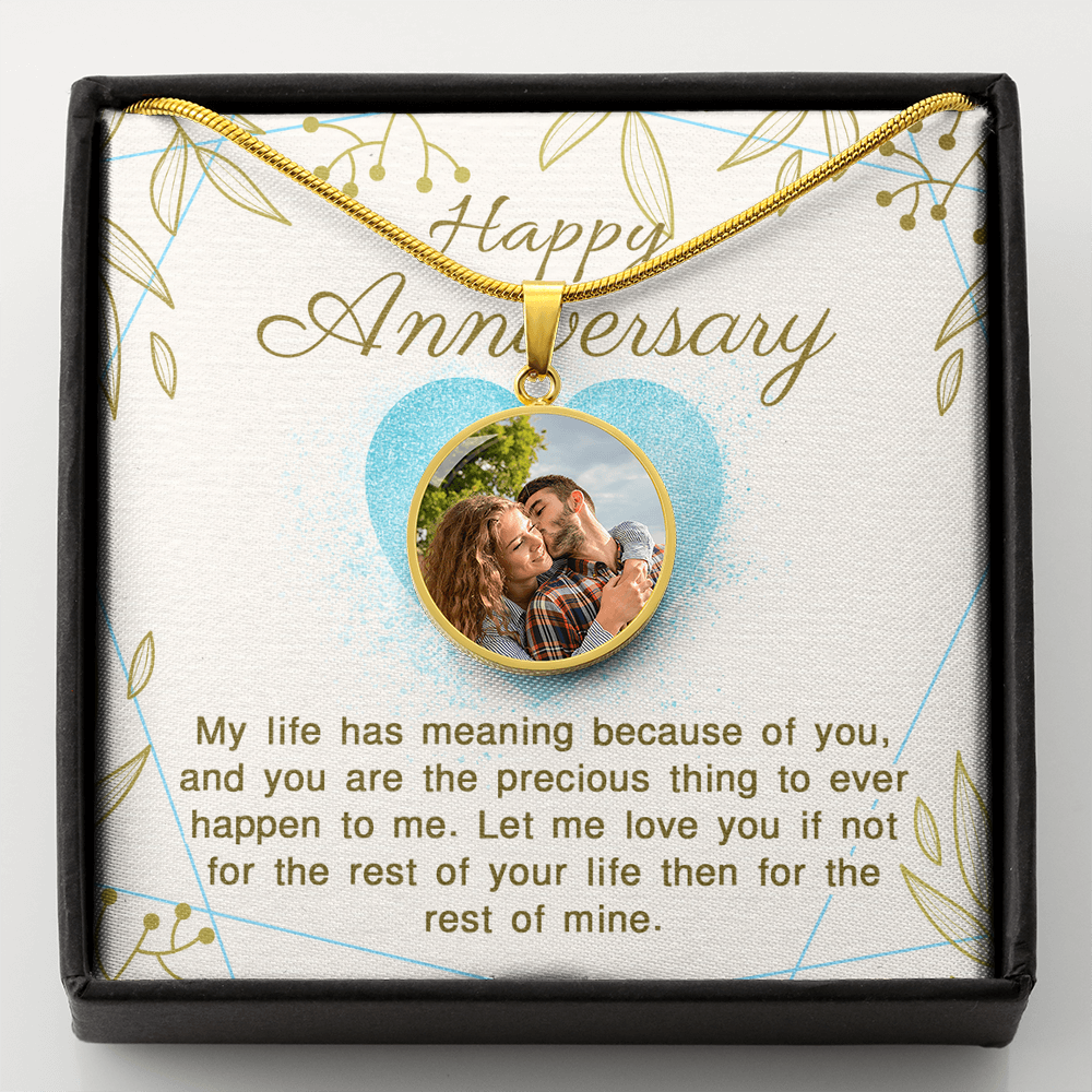 Custom Photo Necklace with Engraved Message – Personalized Circle Pendant Keepsake Gift for Her or Him