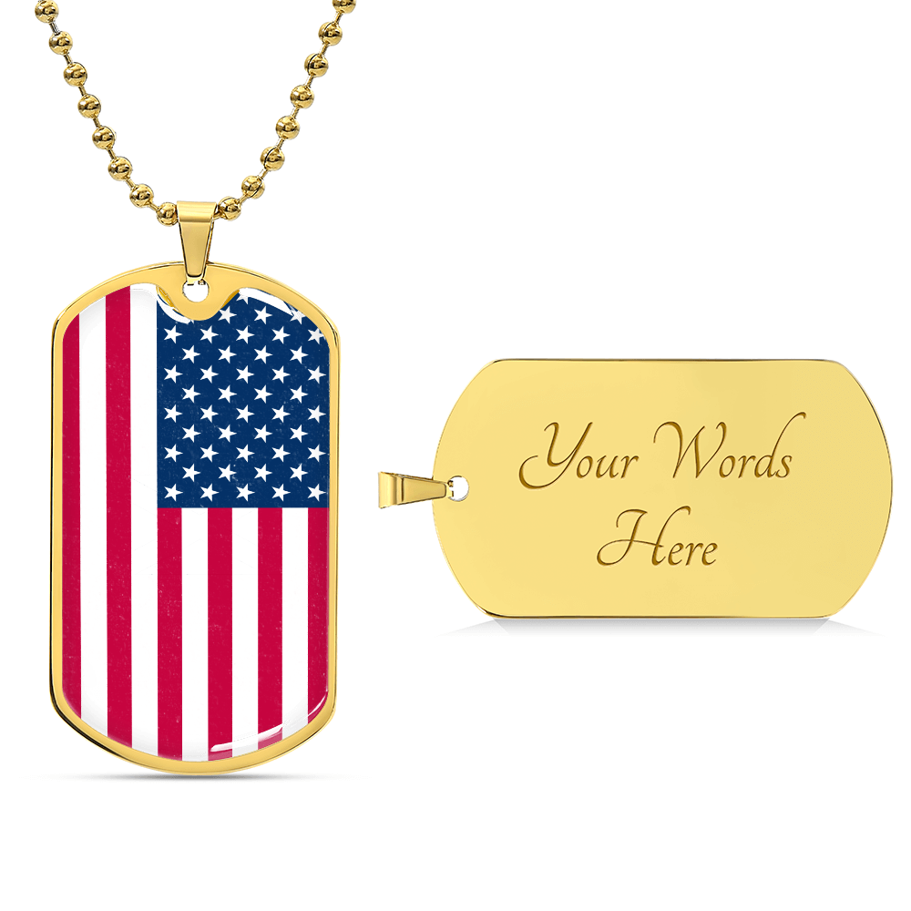 American Flag Dog Tag Necklace – Personalized Custom Engraved Pendant