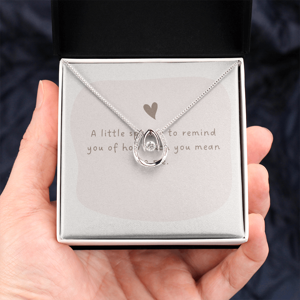 Lucky in Love Pendant Necklace – White Gold Cubic Zirconia Dancing Stone Jewelry for Her