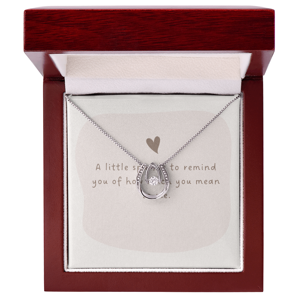 Lucky in Love Pendant Necklace – White Gold Cubic Zirconia Dancing Stone Jewelry for Her