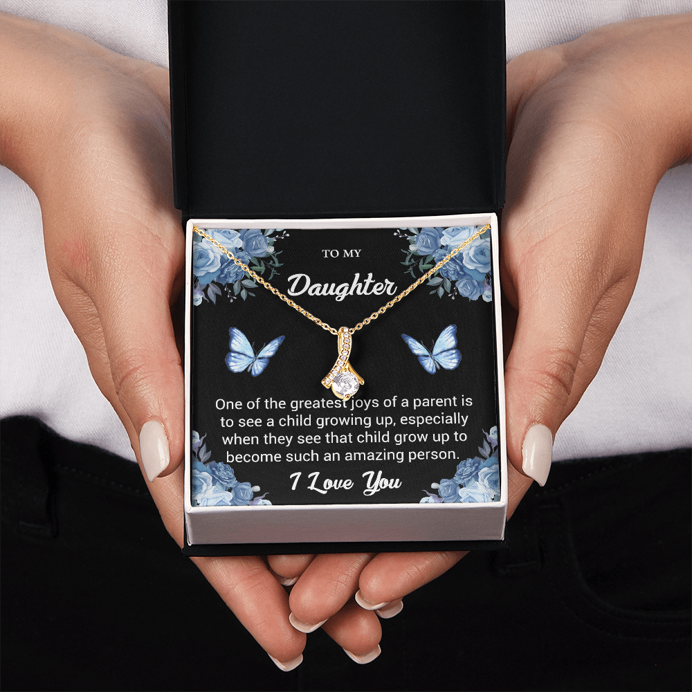 To My Daughter Necklace – Gift with Heartfelt Message Card