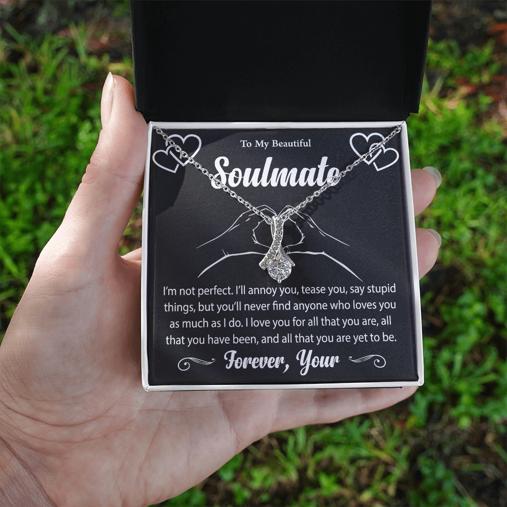 To My Soulmate - Meaningful Gift for Wife – Necklace with Message Card