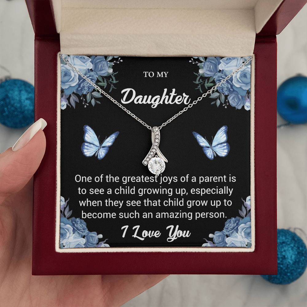 To My Daughter Necklace – Gift with Heartfelt Message Card