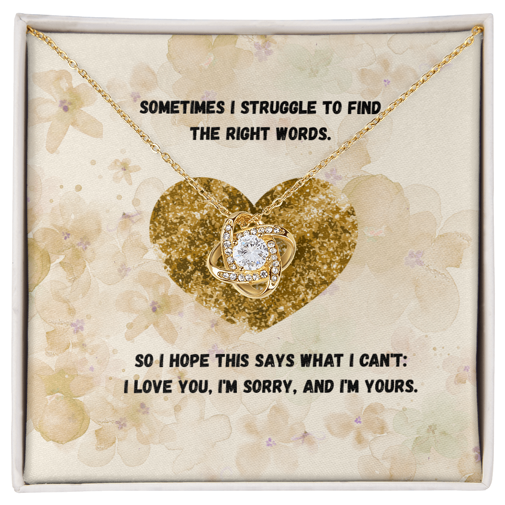 I'm Sorry" Jewelry Gift - Gold Love Knot Necklace for Her