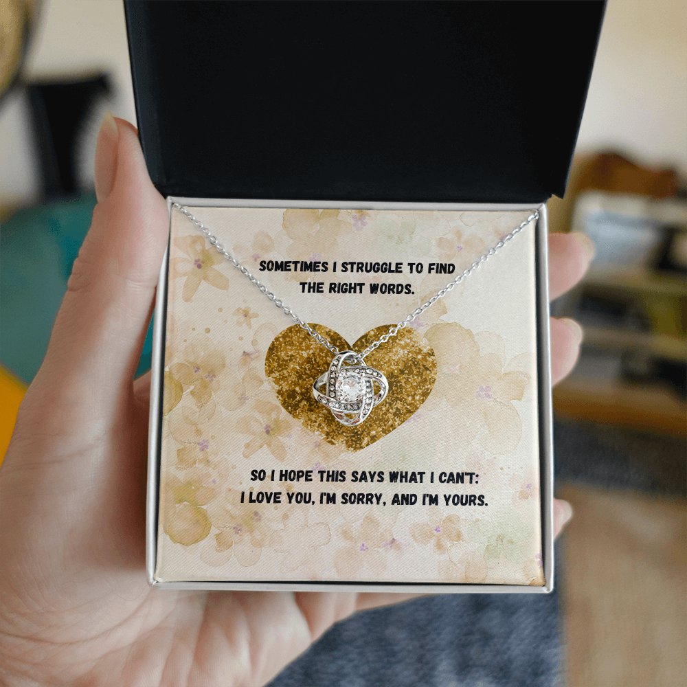 I'm Sorry" Jewelry Gift - Gold Love Knot Necklace for Her