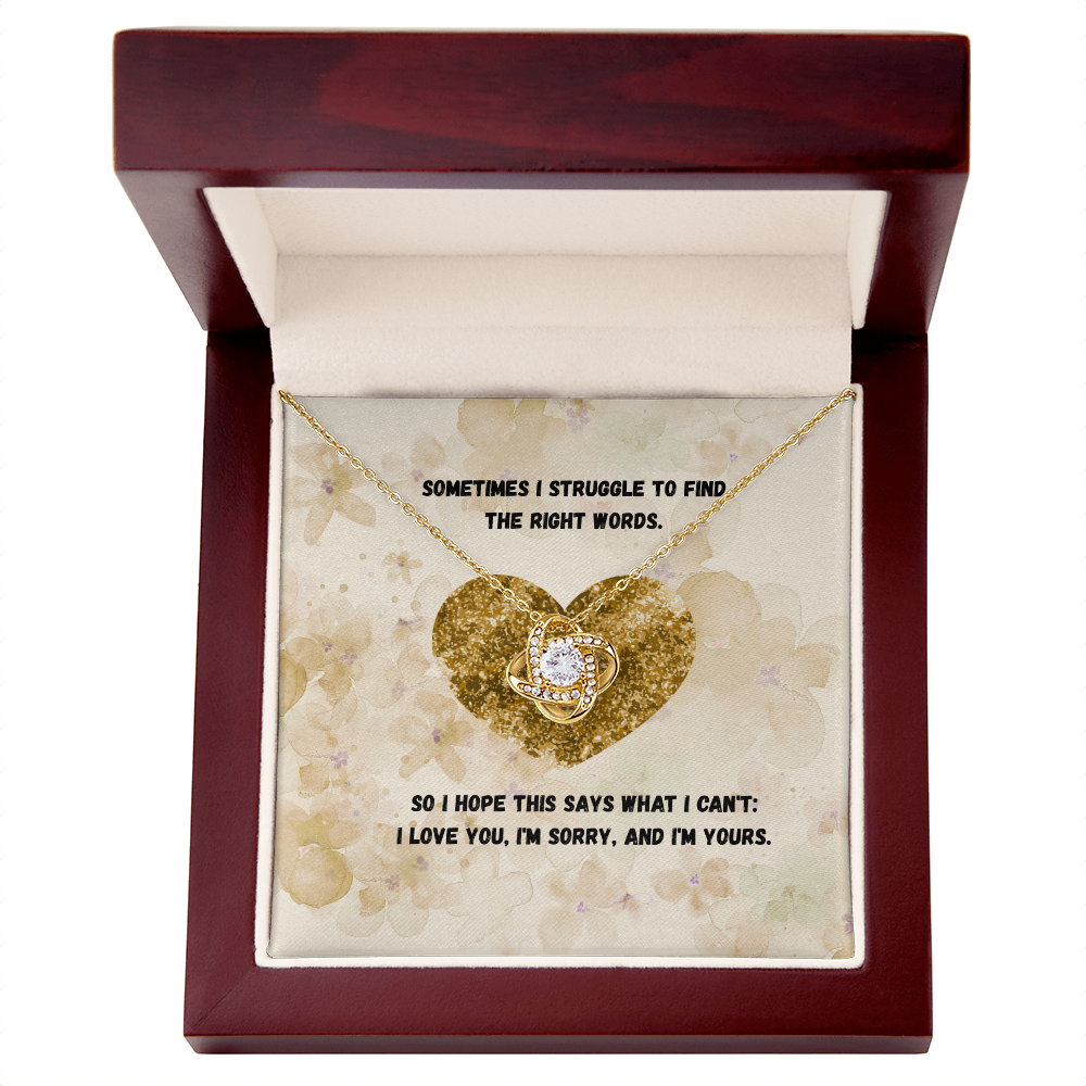 I'm Sorry" Jewelry Gift - Gold Love Knot Necklace for Her