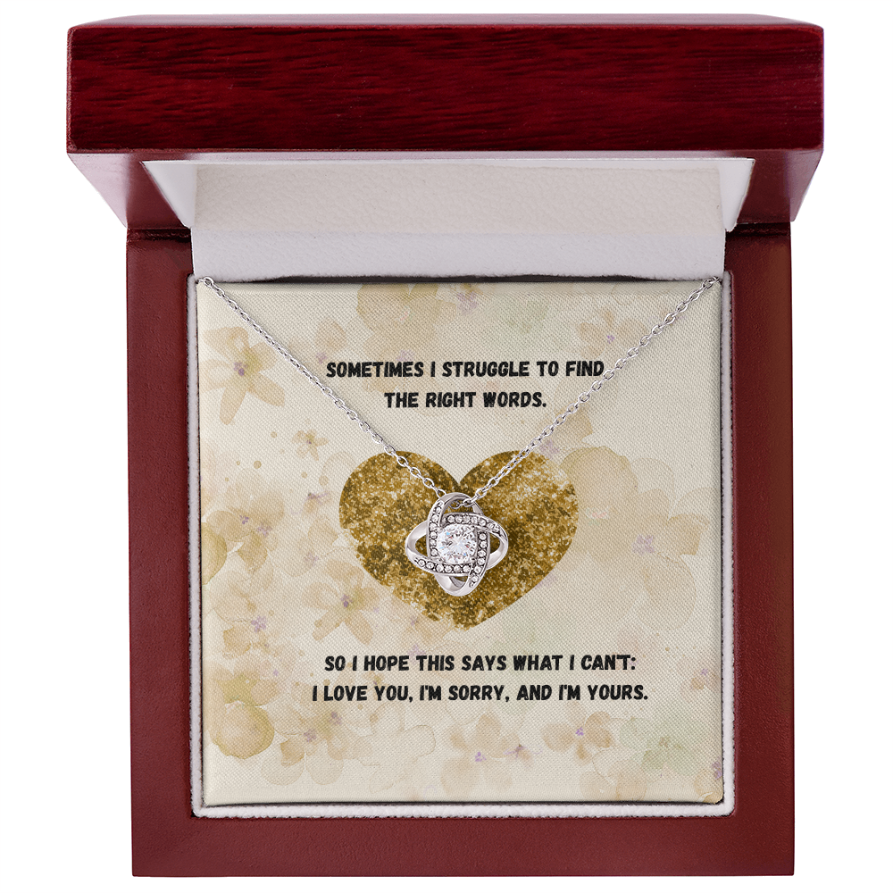 I'm Sorry" Jewelry Gift - Gold Love Knot Necklace for Her