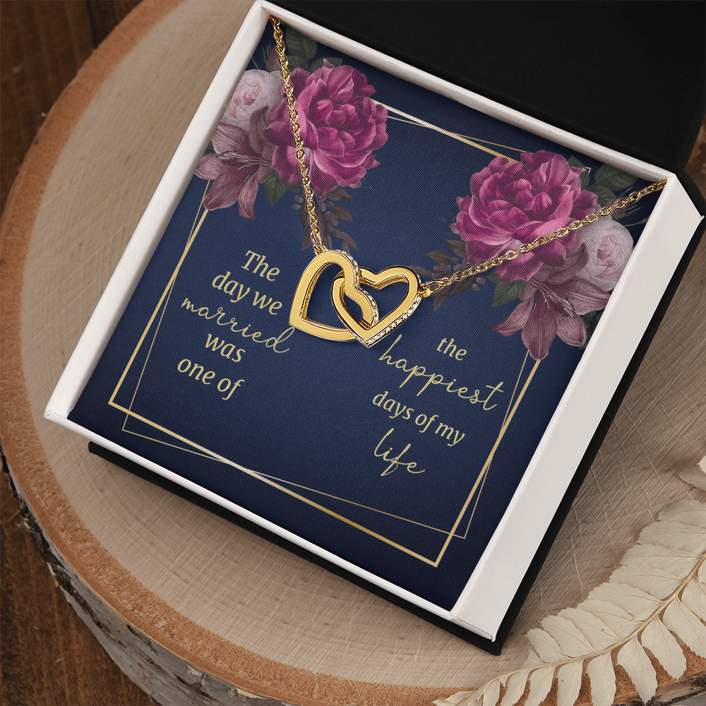 Anniversary Gift for Wife – Two Hearts Necklace with Romantic Wedding Message Card