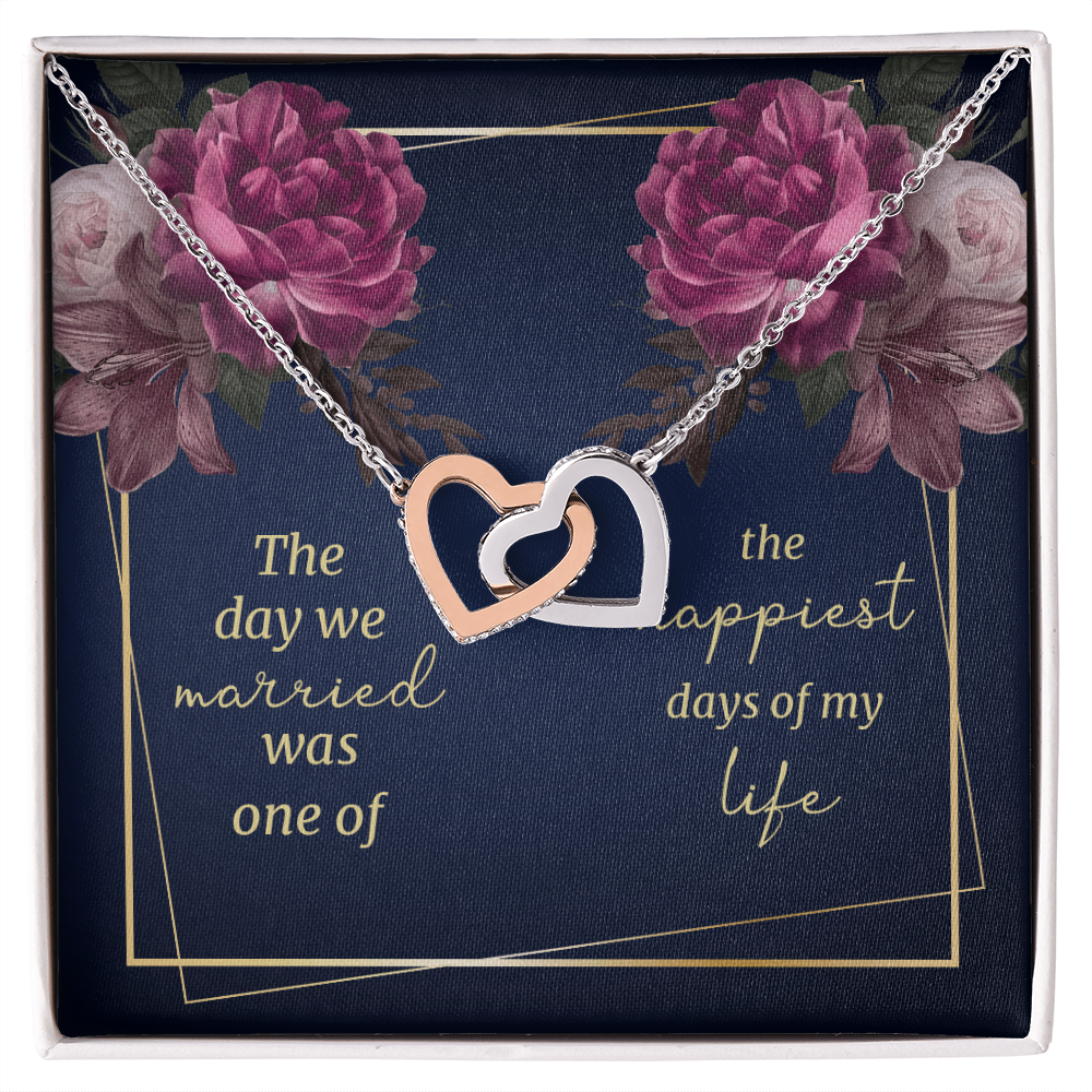 Anniversary Gift for Wife – Two Hearts Necklace with Romantic Wedding Message Card