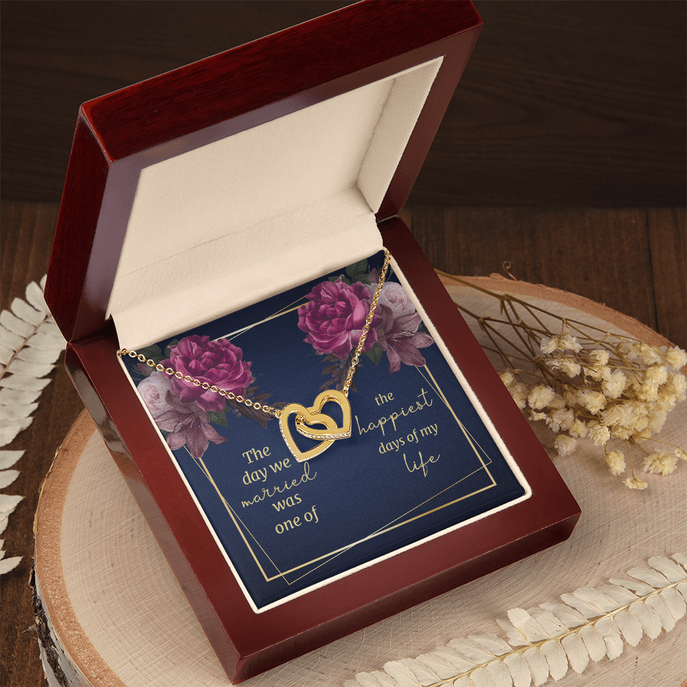 Anniversary Gift for Wife – Two Hearts Necklace with Romantic Wedding Message Card