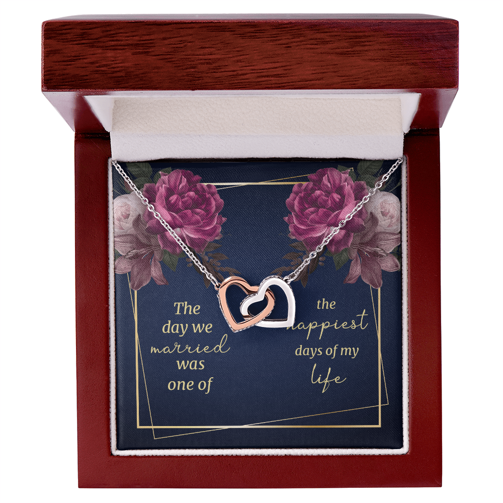 Anniversary Gift for Wife – Two Hearts Necklace with Romantic Wedding Message Card