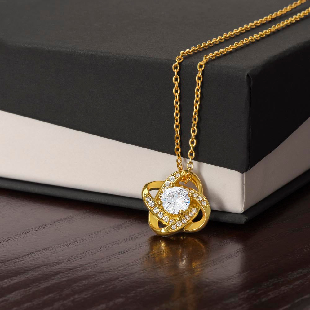 Love Knot Necklace – Symbol of Eternal Bond, Cubic Zirconia Pendant, Gift for Her