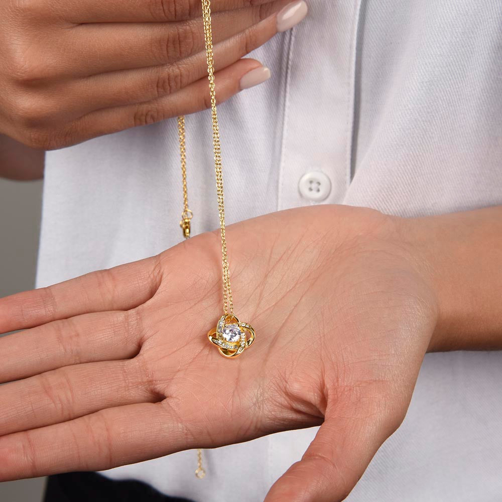 Love Knot Necklace – Symbol of Eternal Bond, Cubic Zirconia Pendant, Gift for Her
