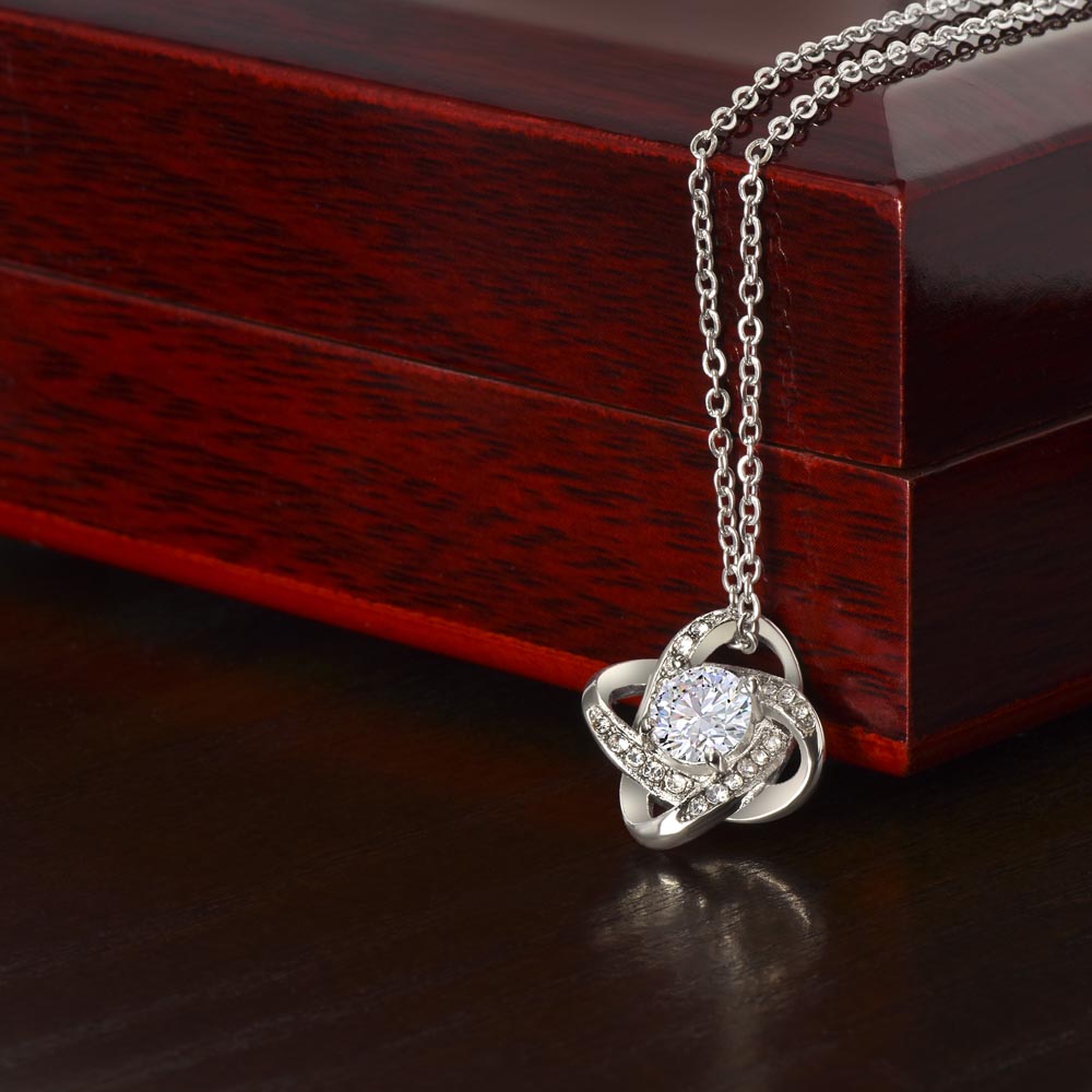 Love Knot Necklace – Symbol of Eternal Bond, Cubic Zirconia Pendant, Gift for Her
