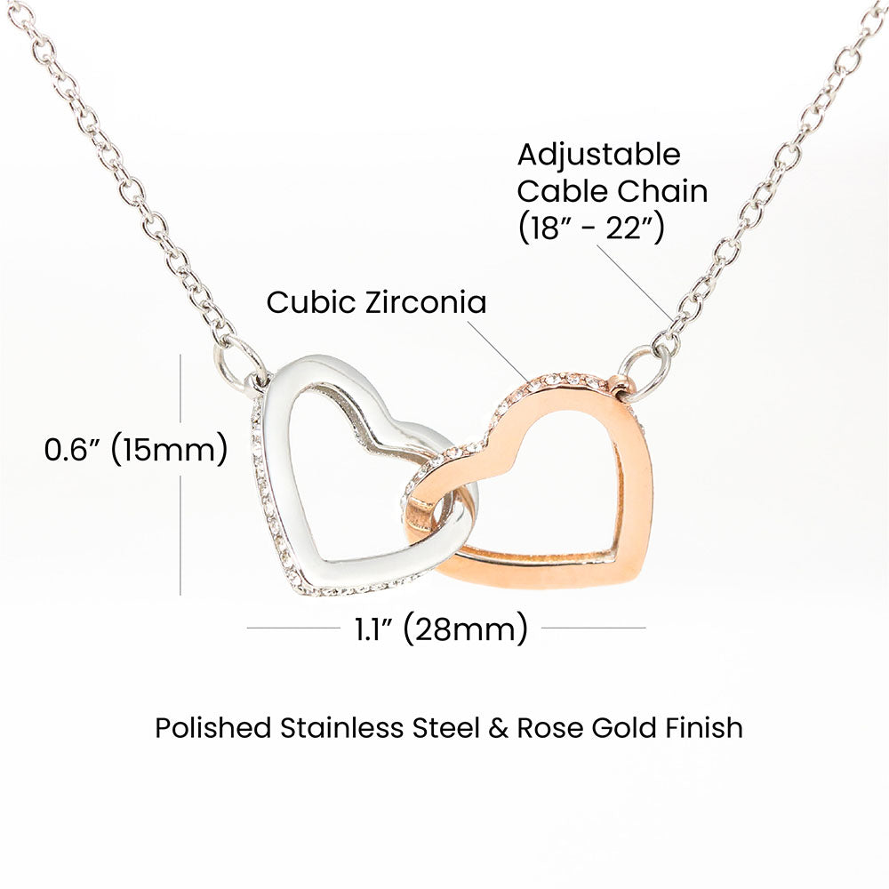 Interlocking Hearts Necklace – Rose Gold & Gold, CZ Crystal Pendant Gift for Her