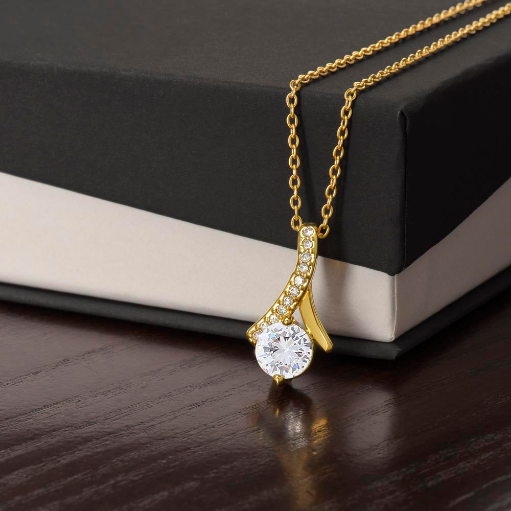 Alluring Beauty Ribbon Pendant Necklace – 14k White Gold or 18k Yellow Gold Finish