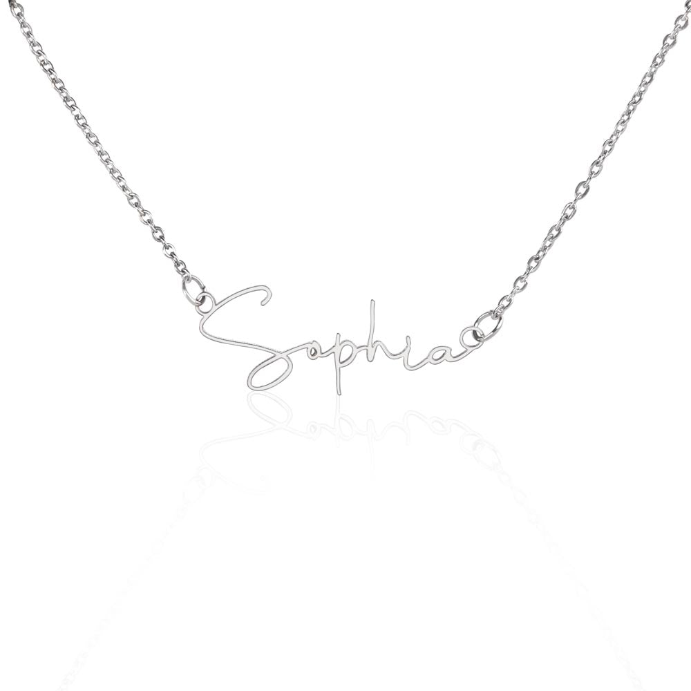 Signature Name Necklace with Message Card for Wife – Personalized Custom Name Jewelry Gift (Made in USA)