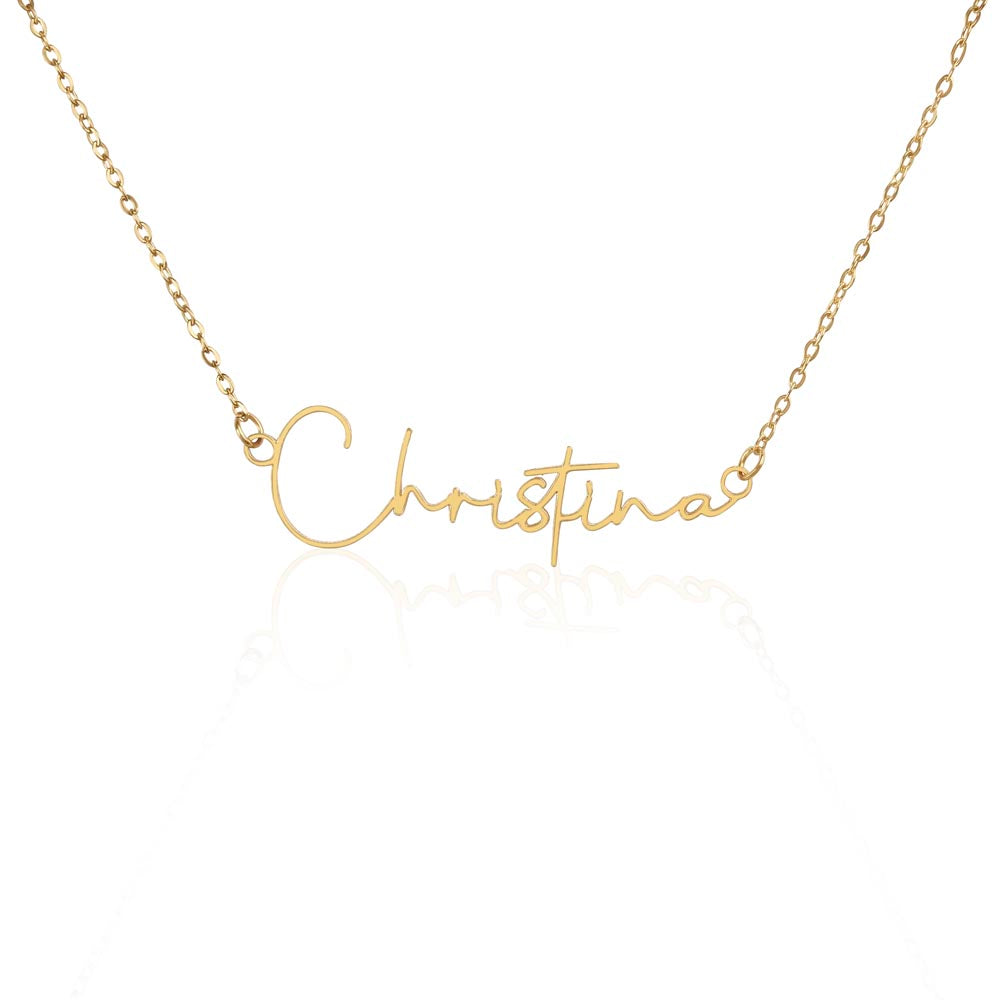 Signature Name Necklace with Message Card for Wife – Personalized Custom Name Jewelry Gift (Made in USA)