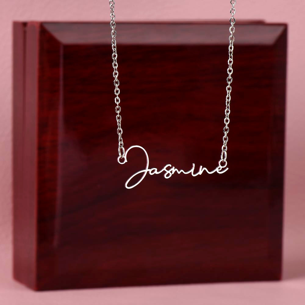Signature Name Necklace with Message Card for Wife – Personalized Custom Name Jewelry Gift (Made in USA)