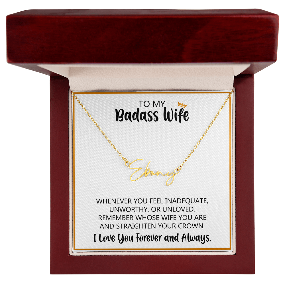 Signature Name Necklace with Message Card for Wife – Personalized Custom Name Jewelry Gift (Made in USA)