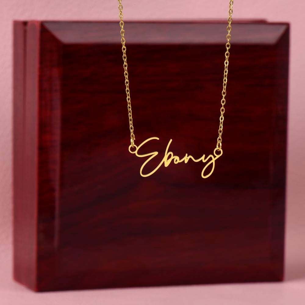 Signature Name Necklace with Message Card for Wife – Personalized Custom Name Jewelry Gift (Made in USA)
