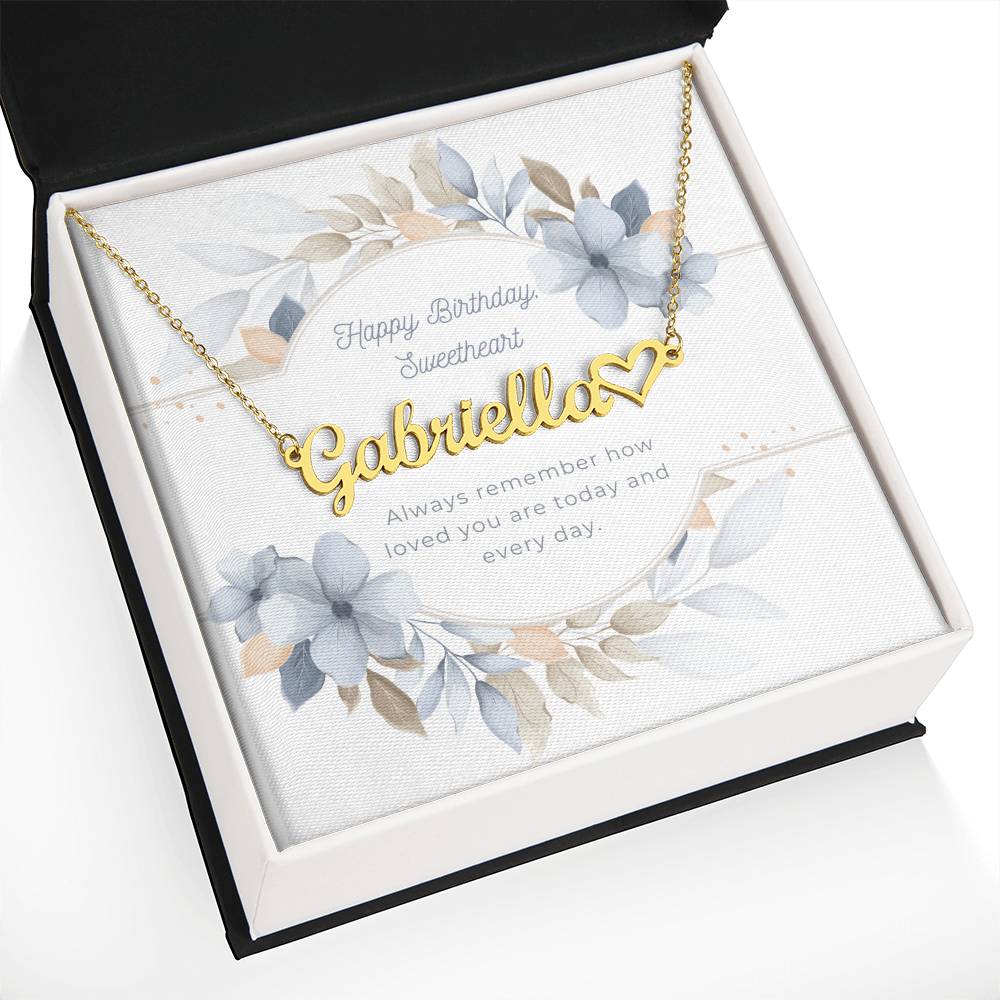 Personalized Name Necklace with Heart – Custom Birthday Jewelry Gift for Daughter from Mom or Dad with Message Card