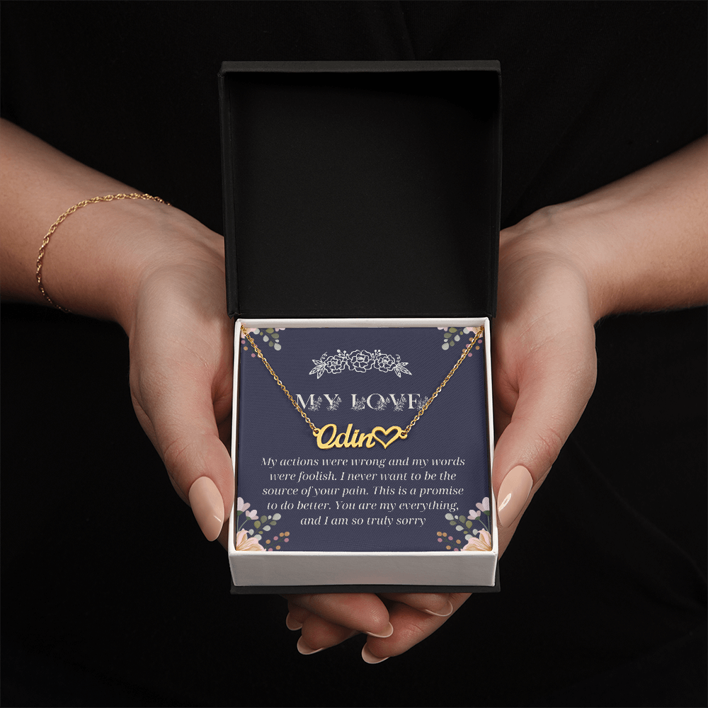 Custom Name Heart Necklace with Apology Message Card – Romantic Sorry Gift for Wife