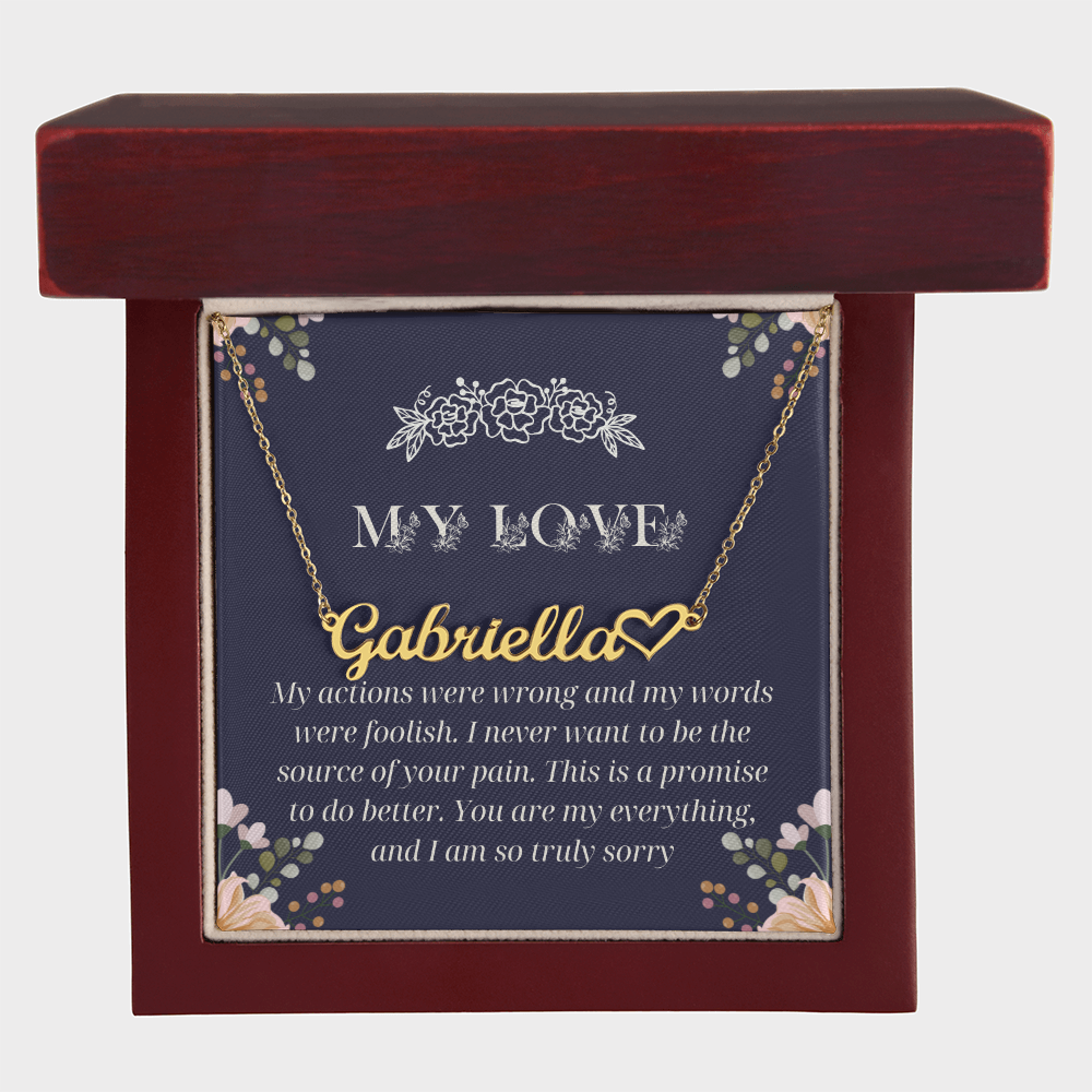 Custom Name Heart Necklace with Apology Message Card – Romantic Sorry Gift for Wife