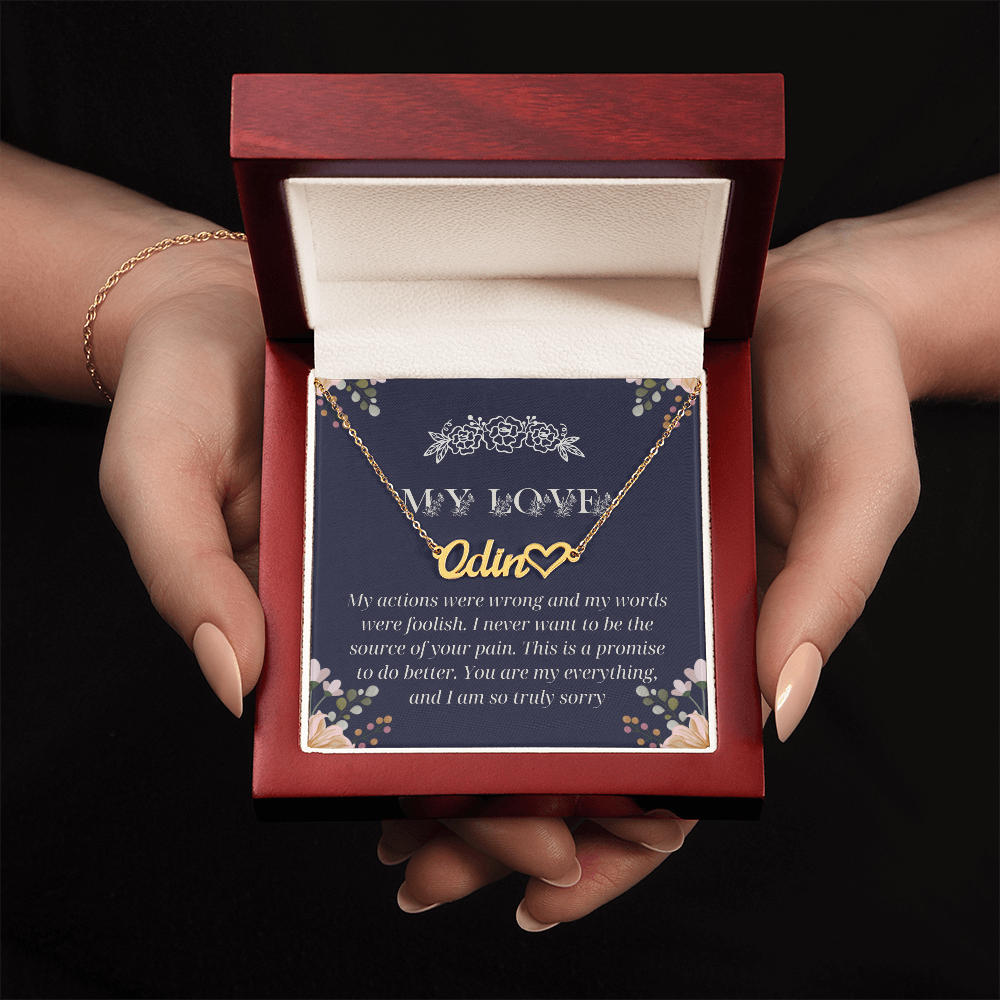 Custom Name Heart Necklace with Apology Message Card – Romantic Sorry Gift for Wife