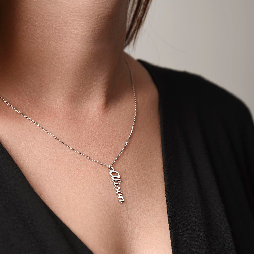 Custom Multi Name Vertical Necklace – Personalized Jewelry Gift for Mom, Wife, or Family