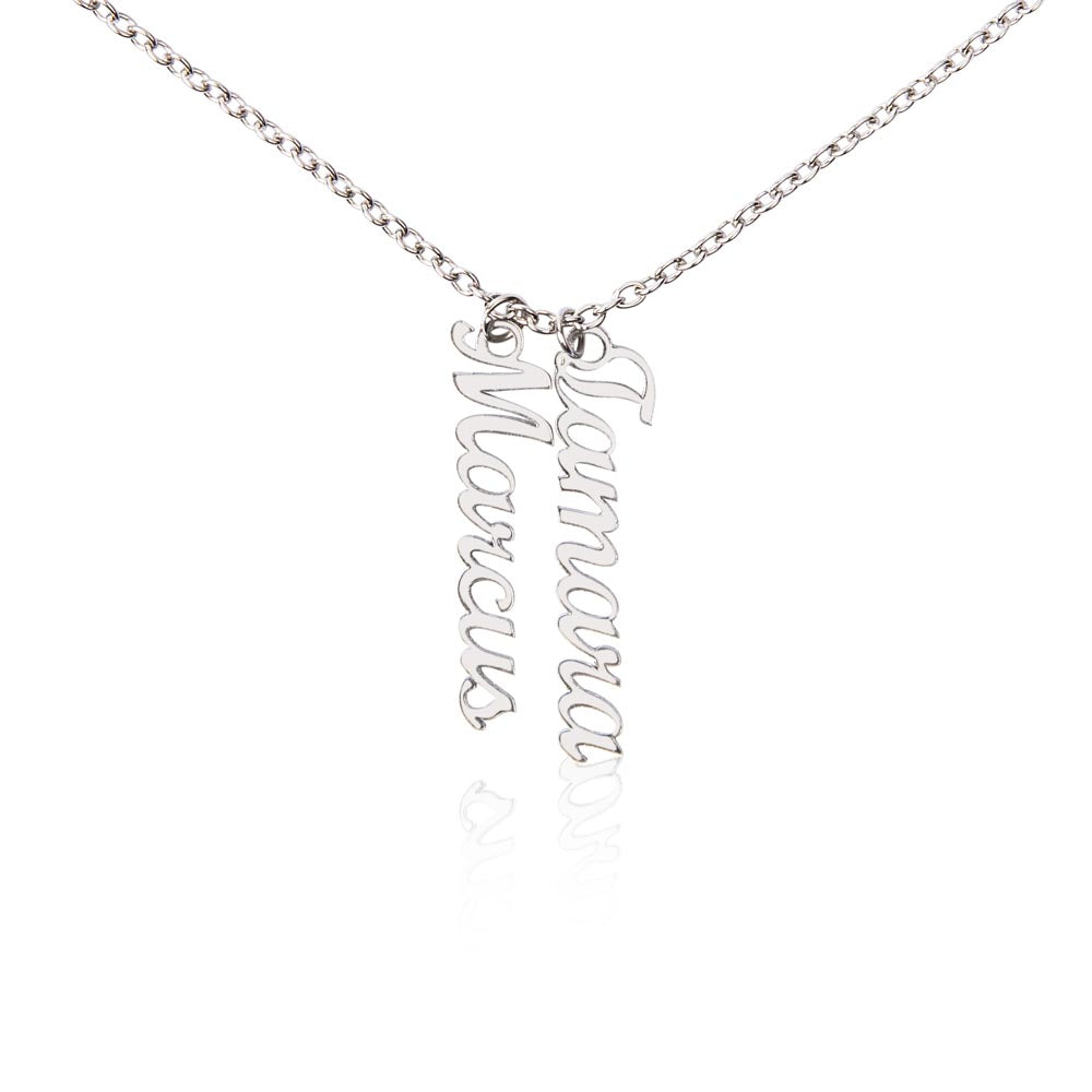 Custom Multi Name Vertical Necklace – Personalized Jewelry Gift for Mom, Wife, or Family