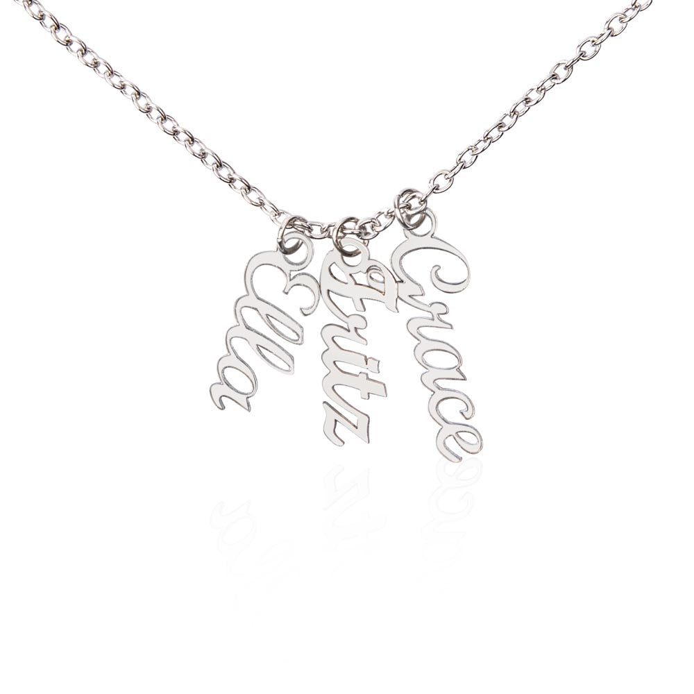 Custom Multi Name Vertical Necklace – Personalized Jewelry Gift for Mom, Wife, or Family