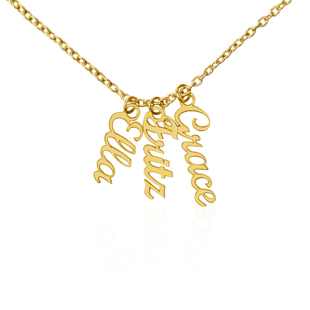 Custom Multi Name Vertical Necklace – Personalized Jewelry Gift for Mom, Wife, or Family