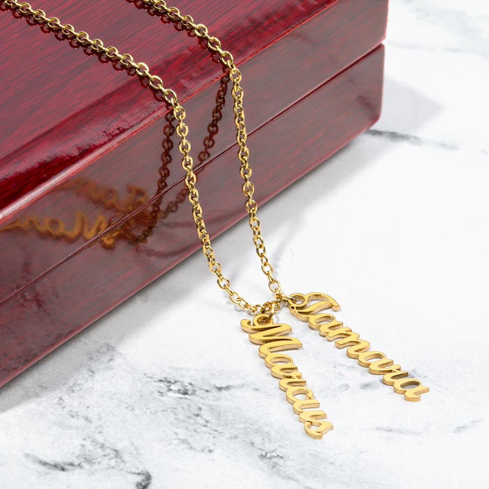 Custom Multi Name Vertical Necklace – Personalized Jewelry Gift for Mom, Wife, or Family