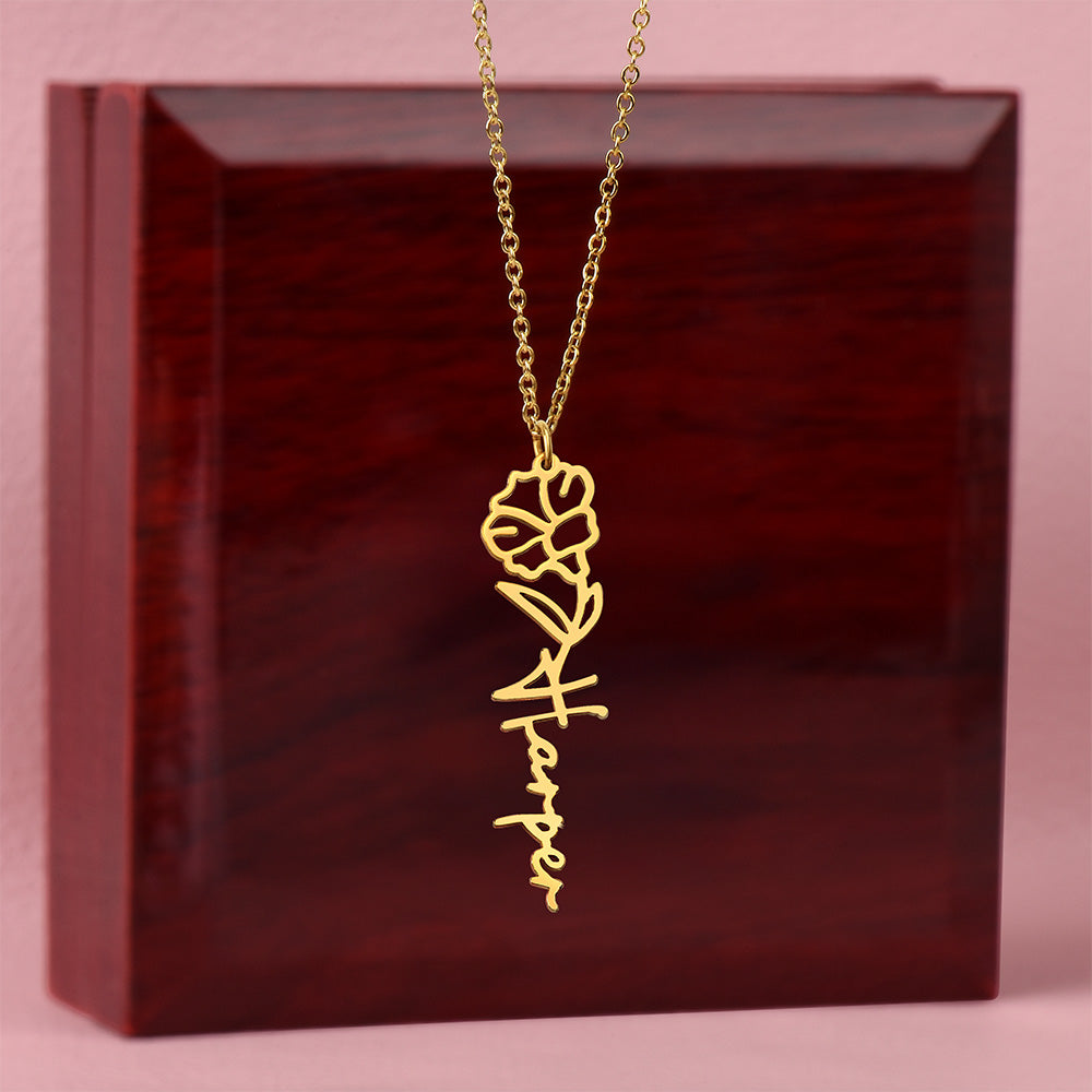 Custom Flower Name Necklace – Personalized Birth Flower Jewelry Gift