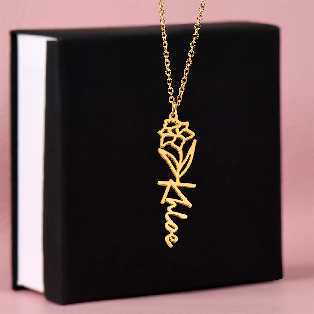 Custom Flower Name Necklace – Personalized Birth Flower Jewelry Gift