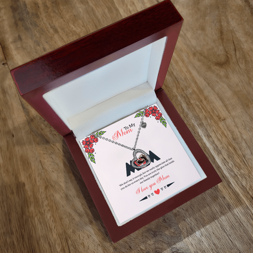 Heart & Baby Feet Necklace with Message Card – Meaningful Gift for Mom from Son or Daughter