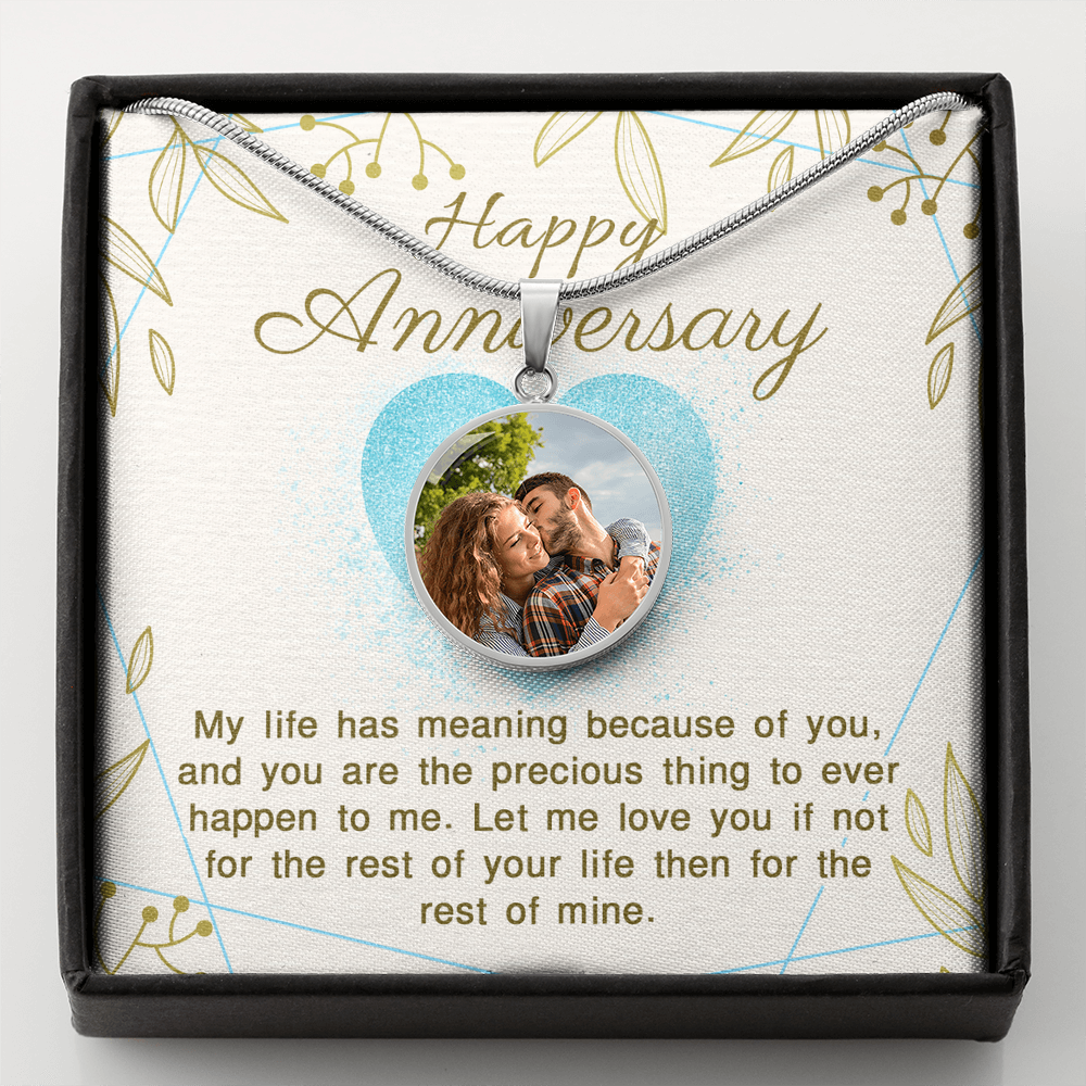 Custom Photo Necklace with Engraved Message – Personalized Circle Pendant Keepsake Gift for Her or Him