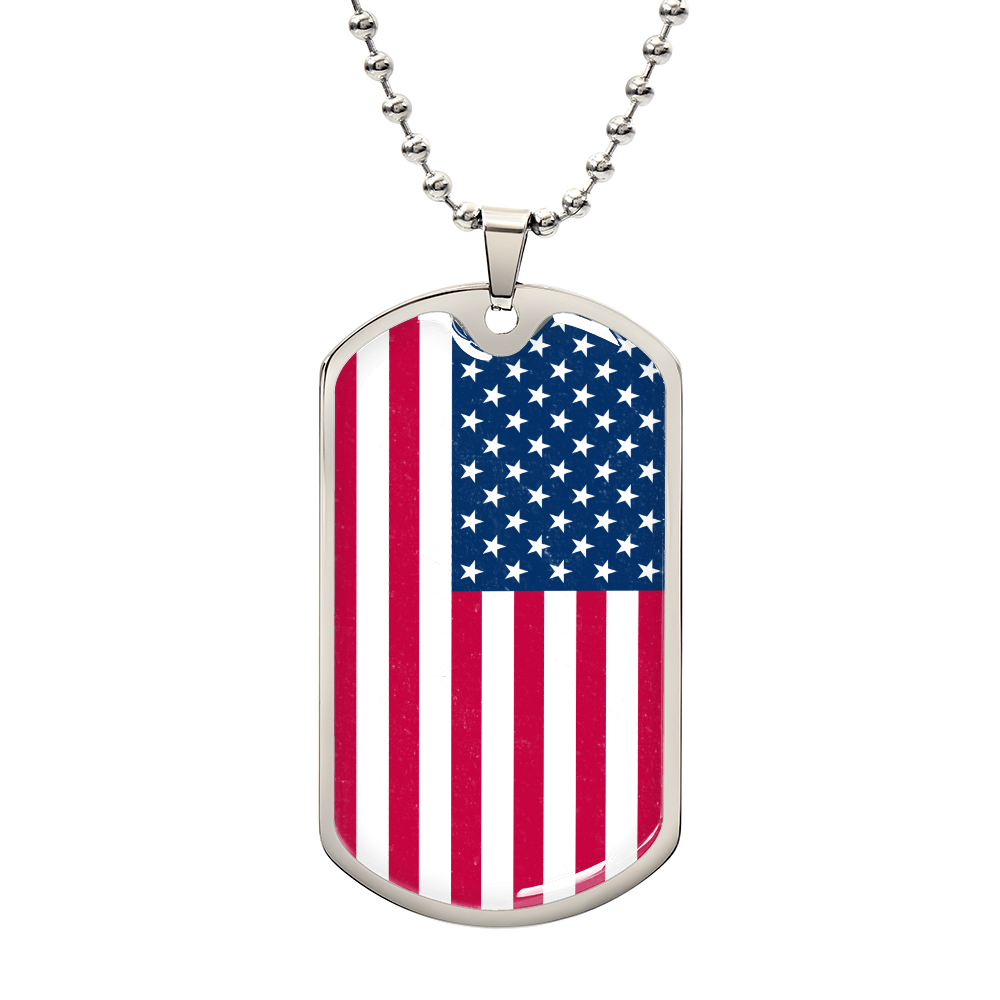 American Flag Dog Tag Necklace – Personalized Custom Engraved Pendant