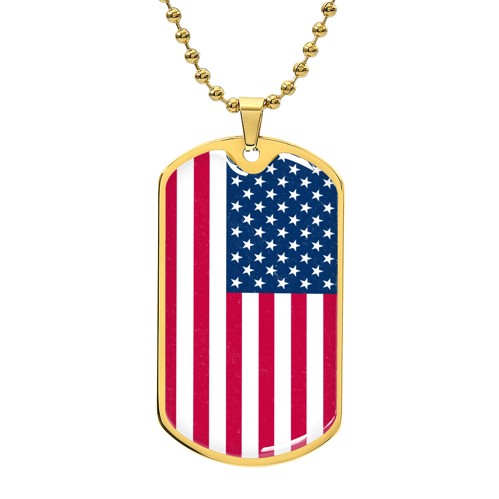 American Flag Dog Tag Necklace – Personalized Custom Engraved Pendant