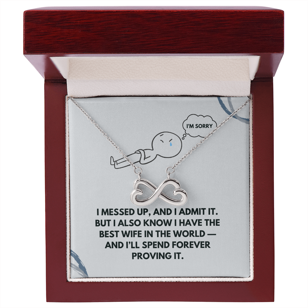 Apology Gift for Wife – Interlocking Hearts Necklace with “I Messed Up” Message Card | Meaningful Forgiveness Jewelry