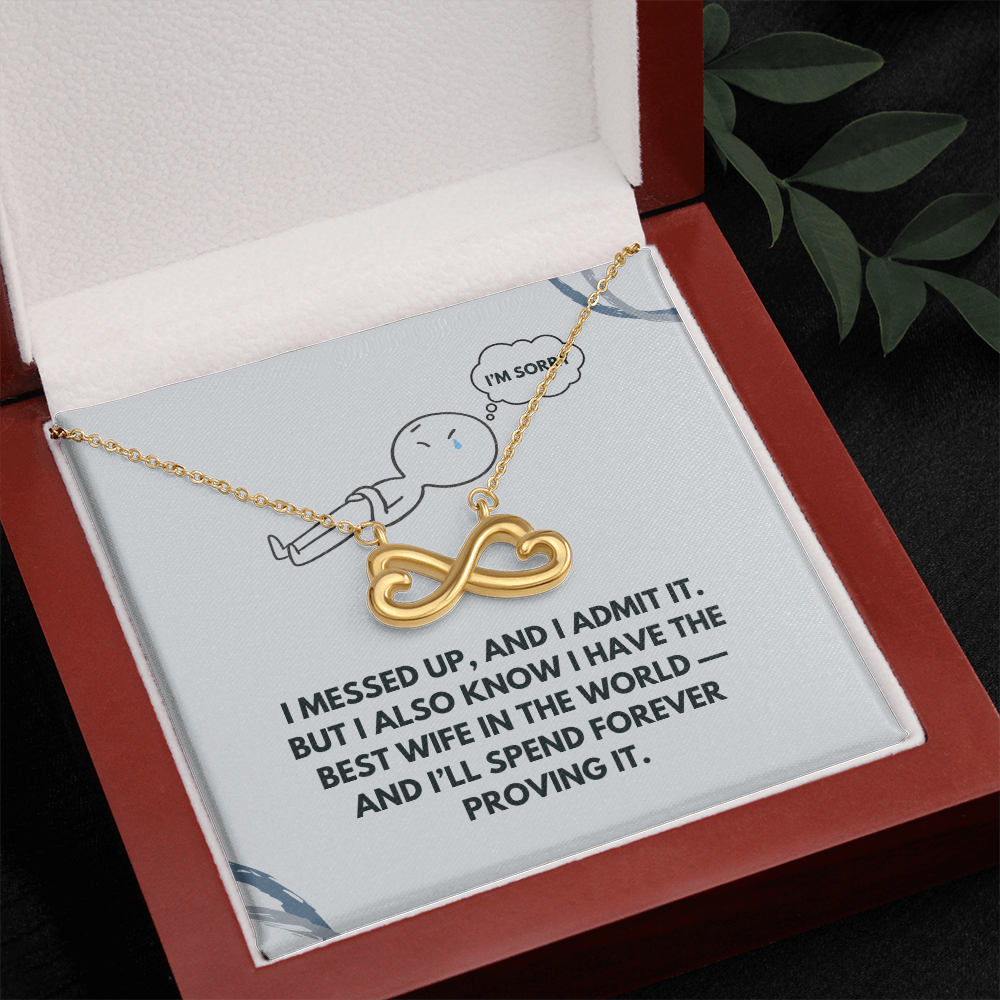 Apology Gift for Wife – Interlocking Hearts Necklace with “I Messed Up” Message Card | Meaningful Forgiveness Jewelry