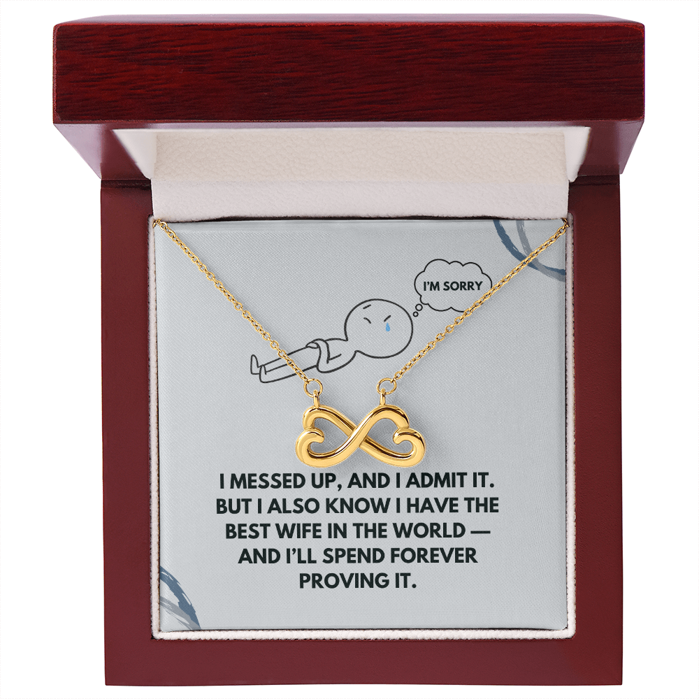 Apology Gift for Wife – Interlocking Hearts Necklace with “I Messed Up” Message Card | Meaningful Forgiveness Jewelry