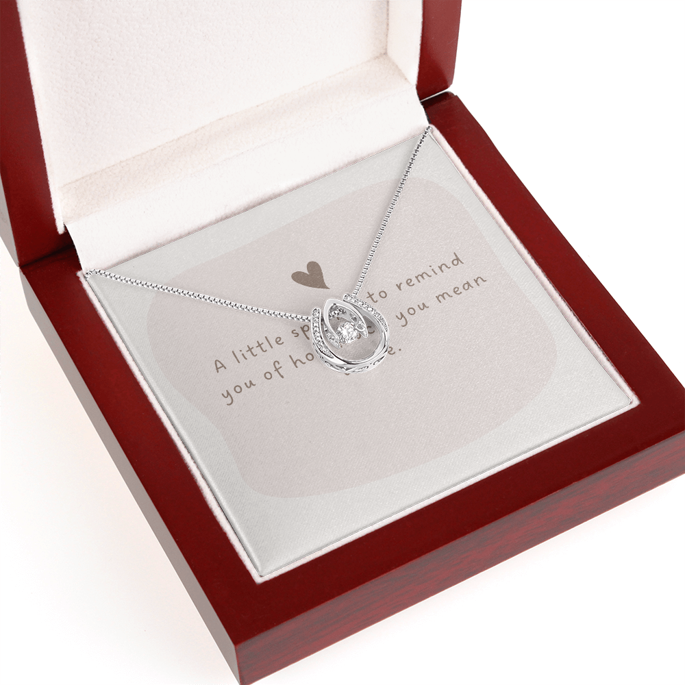 Lucky in Love Pendant Necklace – White Gold Cubic Zirconia Dancing Stone Jewelry for Her