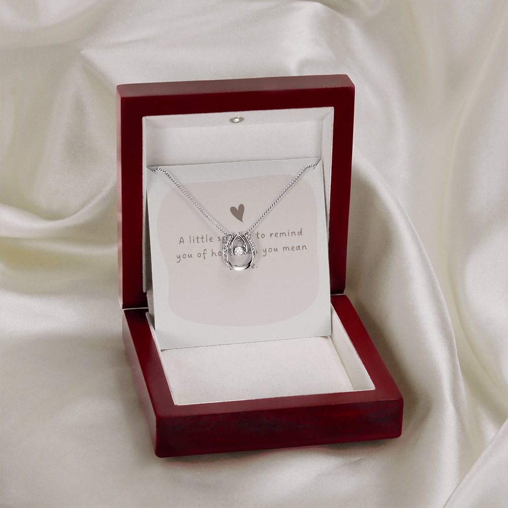 Lucky in Love Pendant Necklace – White Gold Cubic Zirconia Dancing Stone Jewelry for Her
