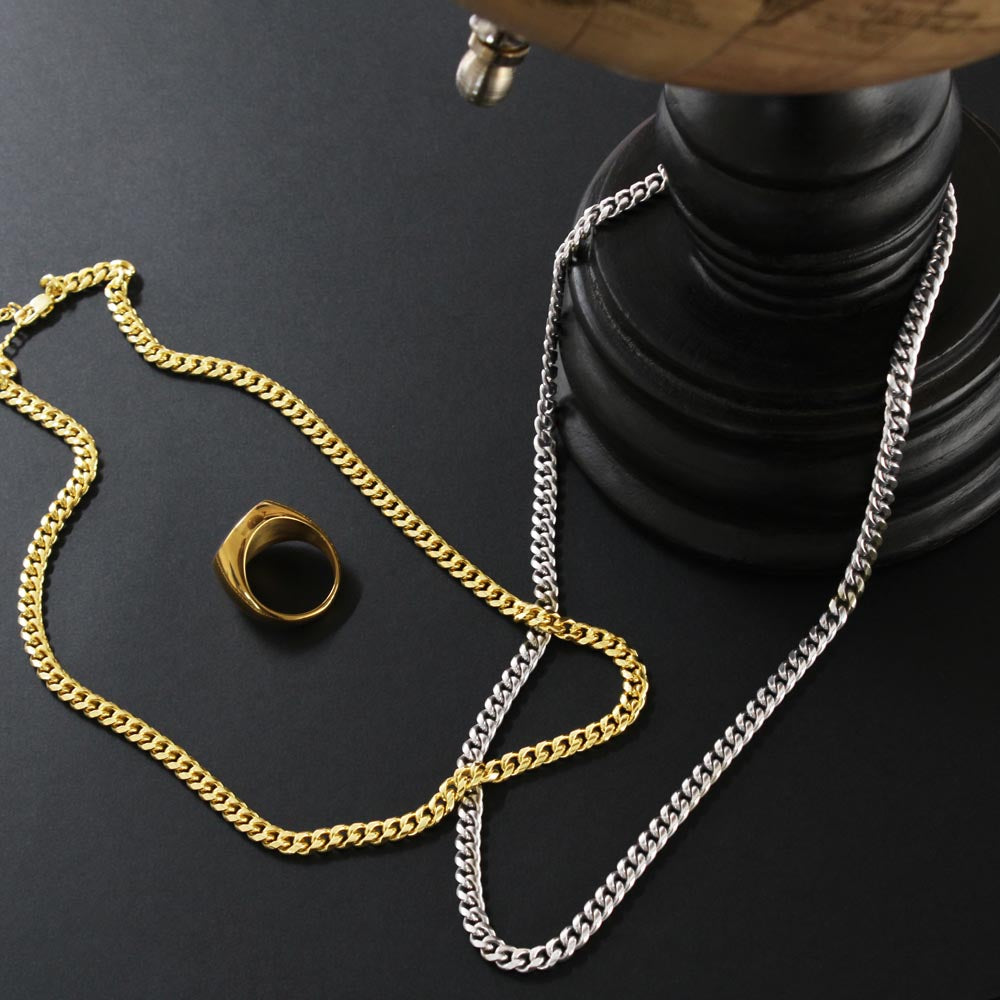 Cuban Link Chain Necklace – Stainless Steel or 14K Gold, Adjustable Gift