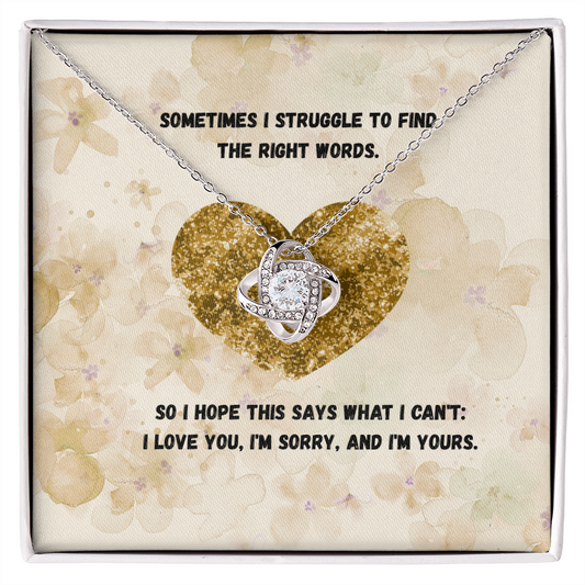 I'm Sorry" Jewelry Gift - Gold Love Knot Necklace for Her