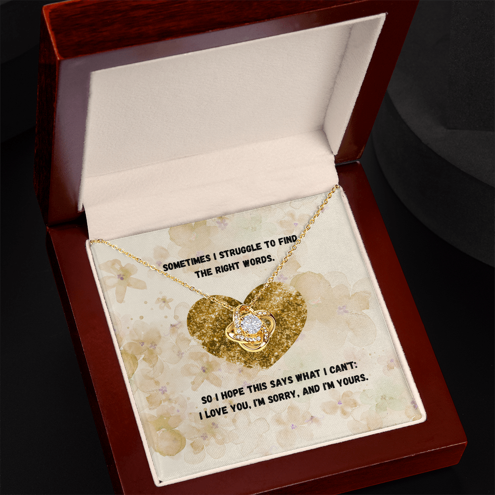 I'm Sorry" Jewelry Gift - Gold Love Knot Necklace for Her