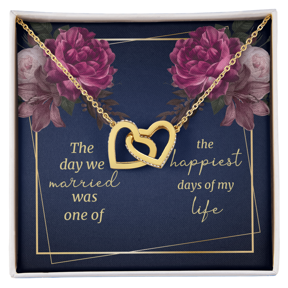 Anniversary Gift for Wife – Two Hearts Necklace with Romantic Wedding Message Card